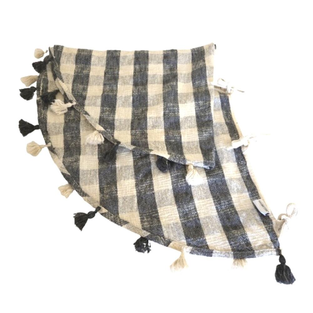 Shabby Chic Buffalo Plaid Tassel Christmas Tree Skirt 52"